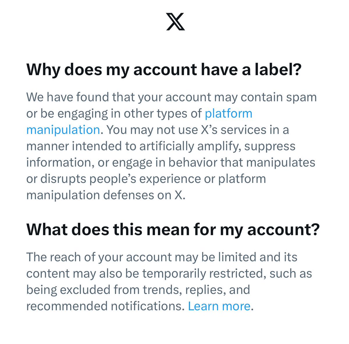 Yesterday, I asked Elon Musk about his Dogecoin lawsuit and today I get notified that my account may contain spam? So much for free speech @elonmusk! Targeting a user with only 800 followers instead of the accounts with millions of followers spreading real hate & disinformation.