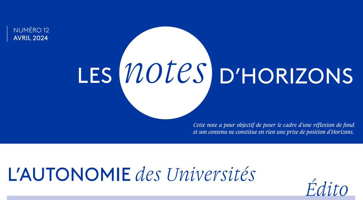 🔵 Comment renforcer l’autonomie des universités françaises ? ⚪️ Dans notre nouvelle note, nous abordons un sujet majeur pour la souveraineté de la France : l’amélioration des formations universitaires. Rejoignez-nous pour recevoir nos prochaines notes ➡️ adherer.horizonsleparti.fr