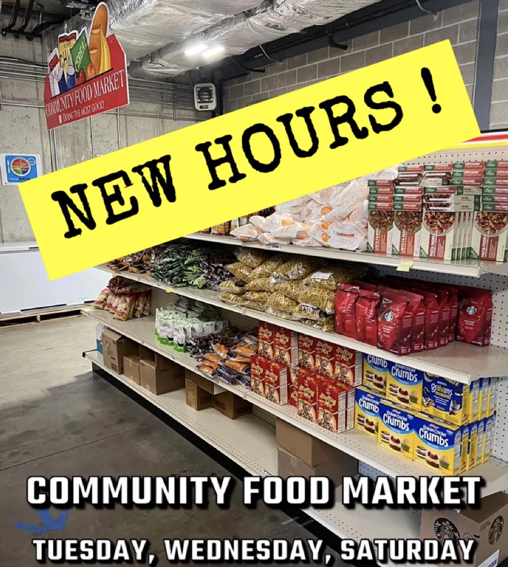 NEW HOURS!!!  Our Community Food Market is open Tuesday 4-6pm, Wednesday 9am-3pm, and Saturday 8-10am.

We look forward to seeing & serving you!

#LoveBeyondHunger 
#LoveBeyondEmptyCabinets 

#DoingTheMostGood
#LoveBeyond 
#DecaturIL
#MaconCountyIL 
#CentralIllinois