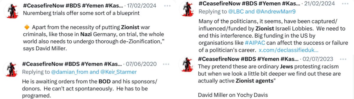 Antisemitic conspiracy theorist @ChristineJameis, a fanatical lickspittle for David Miller, is an ex-Labour member. The next time someone says #LabourAntisemitism was a 'scam', show them her timeline. HT/@Steve_Cooke