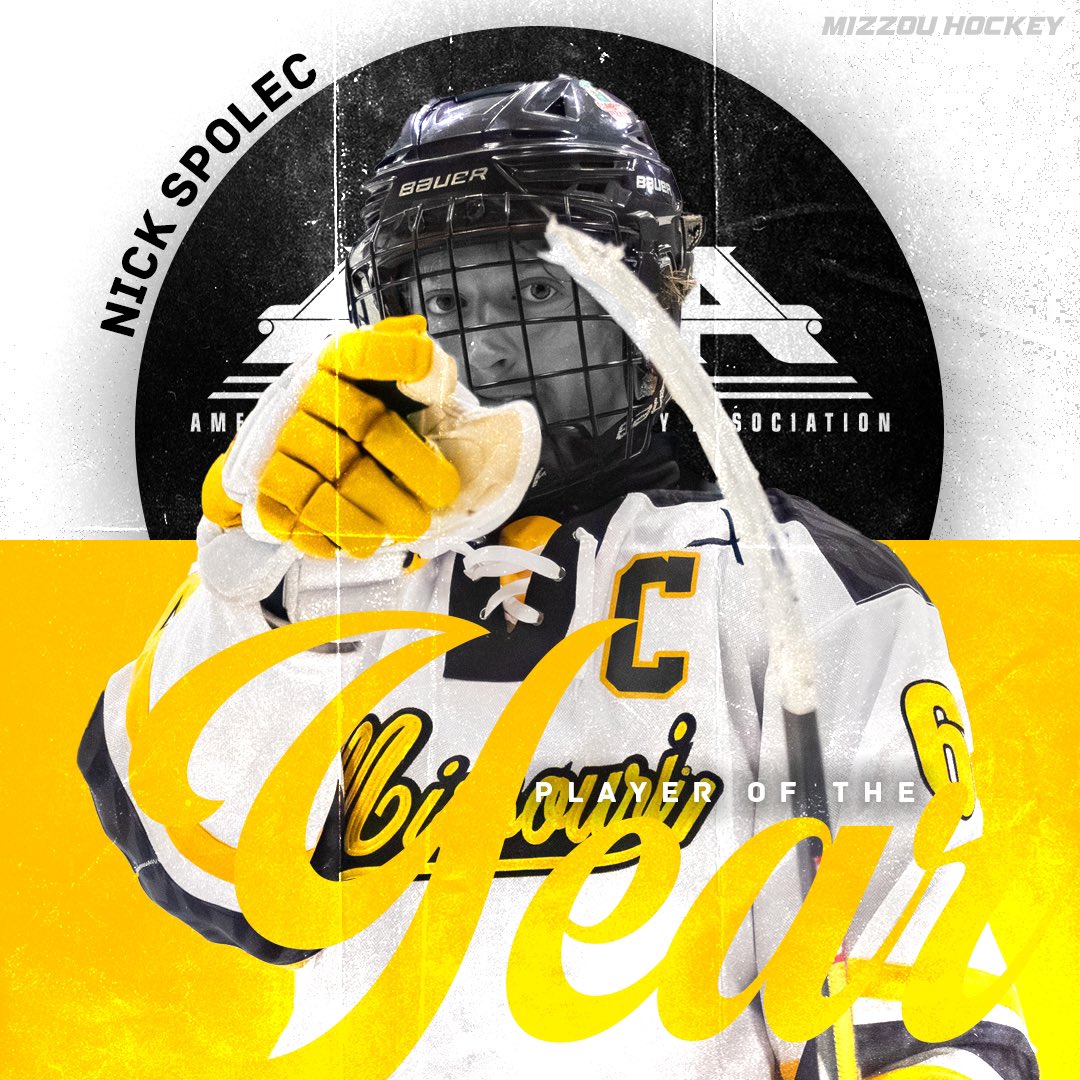 MizClubHockey's tweet photo. ⭐️ACHA M3 PLAYER OF THE YEAR⭐️

Congratulations to our very own Nick Spolec on winning the 2024 ACHA M3 Player of the Year. Spolec tallied 93 points in 33 games this year for the Tigers. https://t.co/jQo9hEe0RO