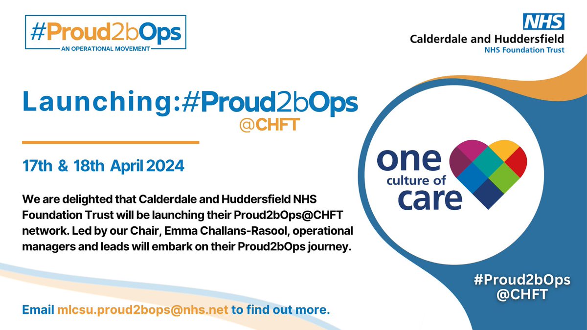 Tomorrow is the first of two days as we launch @Proud2bOps across @CHFTNHS 🚀 very much looking forward to two days fully immersed with Operational Managers from across the Trust. 🙏 Thank you for being part of the operational movement 🧡💙