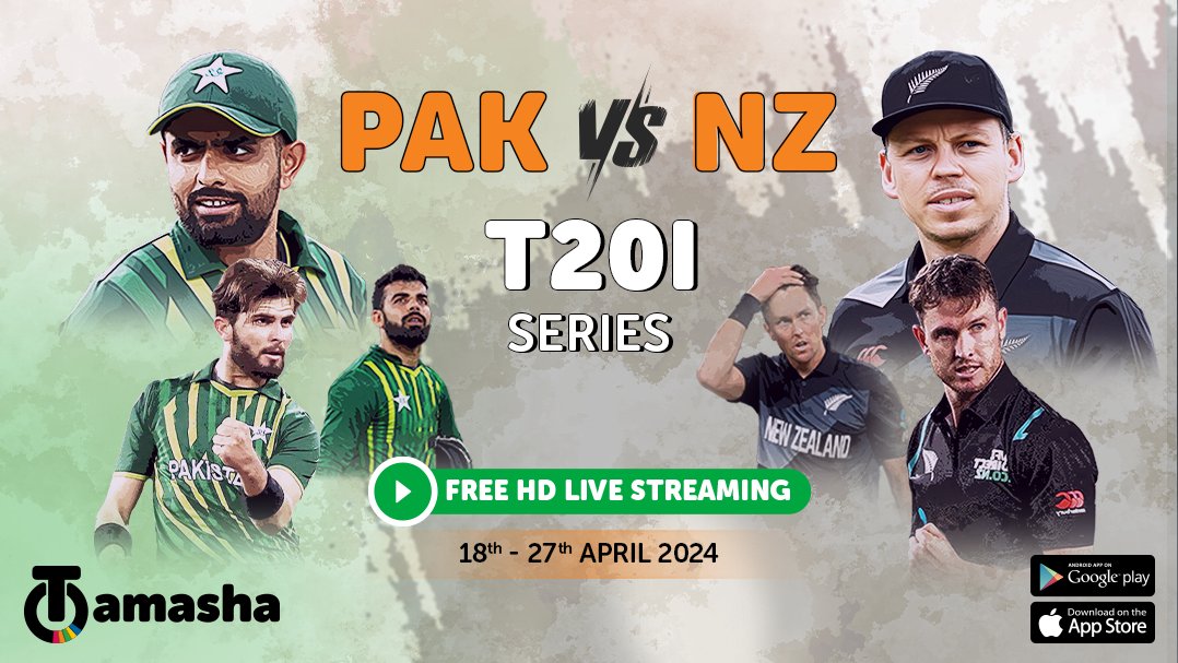 🏏 Ball by ball action experience karo Green Shirts vs Black Caps ke fiery 🔥 T20I face-off ka! LIVE stream karo in HD team Babar 🇵🇰 against team Bracewell 🇳🇿 for FREE from 18th to 27th April only on Tamasha. Download the app now: onelink.to/sg2fps 🤳🏻 #AbDekhTamasha