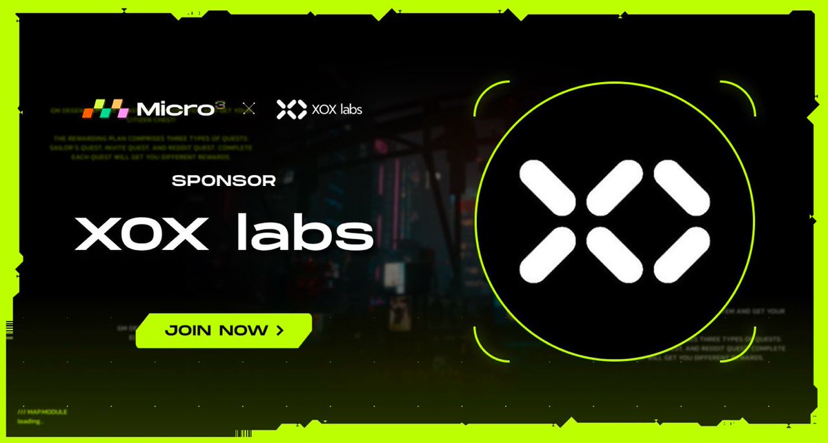 Xox_Labs's tweet image. Thrilled to announce an epic collaboration between @Xox_Labs and @Micro3io for the upcoming blockbuster event - Micro3 CyberPunk: Pacifica Prime City! 🪂

Immerse yourself in the enchanting world of $XOX and #Micro3 as we unfold the fantasy city adventure. 🌆 #Micro3CyberPunk…