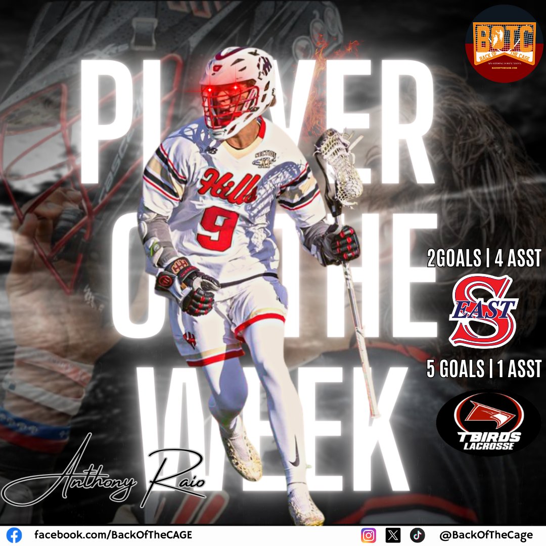 BackOfTheCAGE.com (@backofthecage) on Twitter photo A SWORD WITH NO BLUNT SIDEβοΈ
After showing both sides of the offense last week and currently leading <a href="/hhhlaxclub/">Half Hollow Hills Lacrosse Club</a> in total points for this season, @anthonyraio_09 is #BackoftheCage Player of the Week for week 4 of the season!
Scoring or assisting, choose your poisonπ€ A SWORD WITH NO BLUNT SIDEβοΈ
After showing both sides of the offense last week and currently leading <a href="/hhhlaxclub/">Half Hollow Hills Lacrosse Club</a> in total points for this season, @anthonyraio_09 is #BackoftheCage Player of the Week for week 4 of the season!
Scoring or assisting, choose your poisonπ€