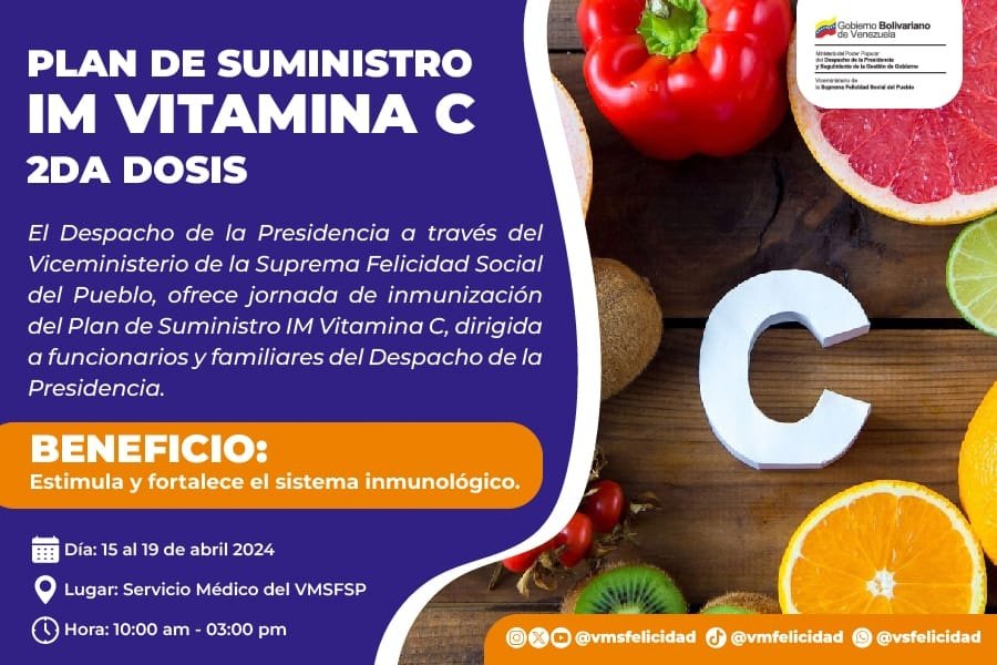 Plan de Suministro IM Vitamina C Segunda Dosis #QueLoSepaElMundo