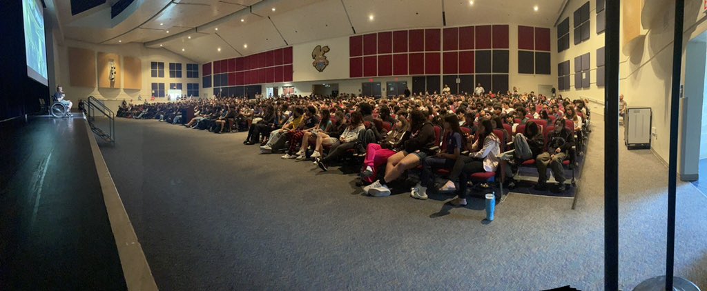 At Forest Hill HS with Kevin Brooks delivering a great message to our pre prom and graduation students about the dangers of drinking and driving 🛑@pbcsd @ericsternPE @TiradoEileen