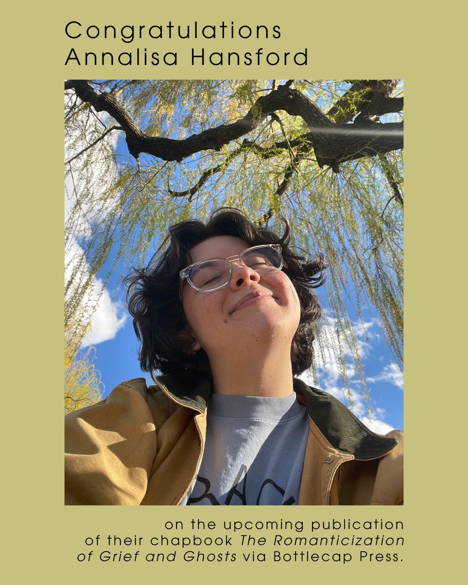 We have publishing news to share! We congratulate @emerson_wlp Creative Writing junior Annalisa Hansford whose chapbook, ‘The Romanticization of Grief and Ghosts’ is forthcoming from Bottlecap Press.