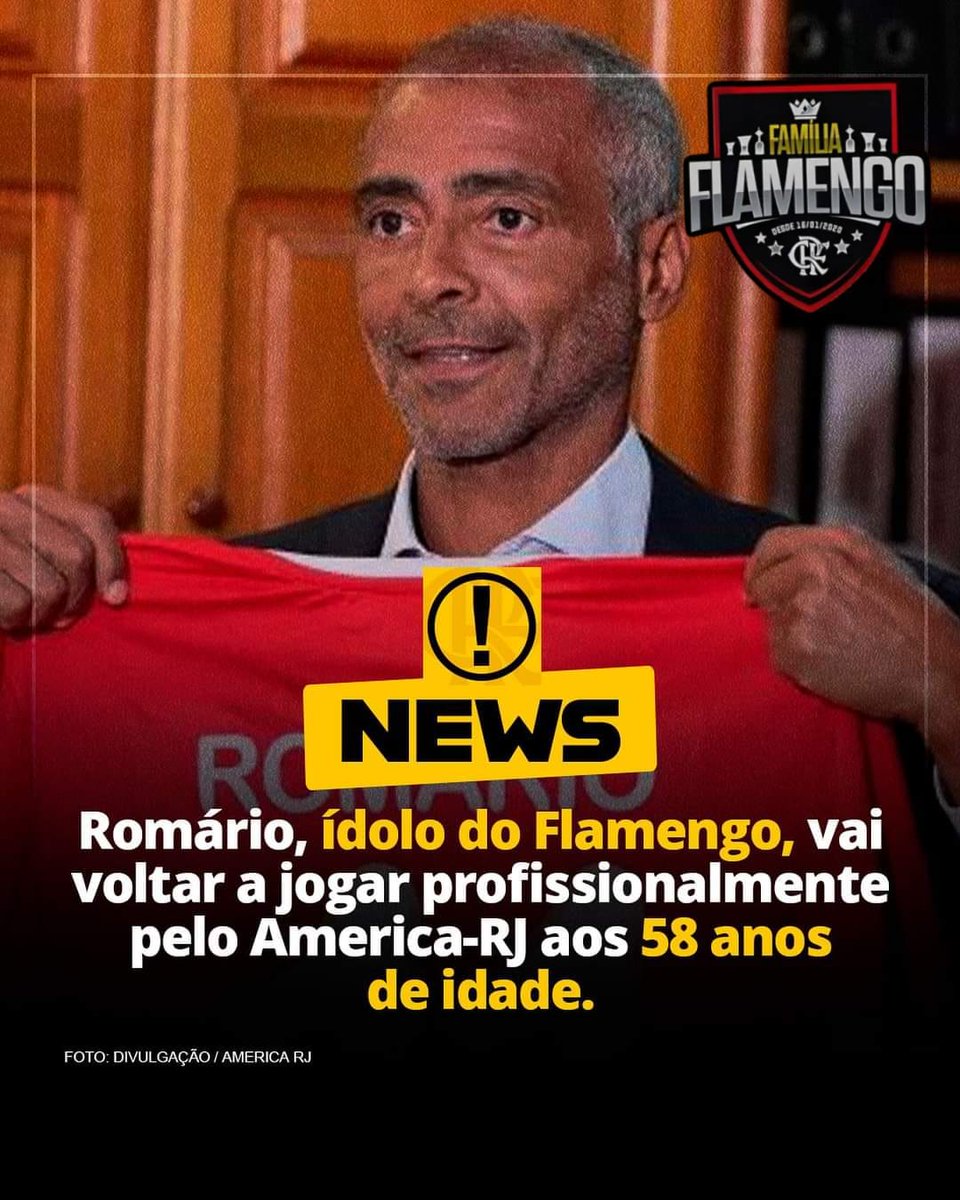 👀 NINGUÉM ESPERAVA POR ESSA! Romário, ídolo do Flamengo, vai voltar a jogar profissionalmente pelo América-RJ aos 58 anos de idade. *SigaCanalFamíliaFlamengoOficial*
