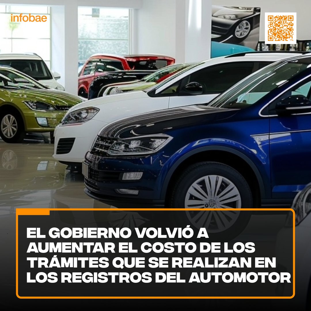 El Gobierno volvió a aumentar el costo de los trámites que se realizan en los Registros del Automotor bit.ly/442C8Bx