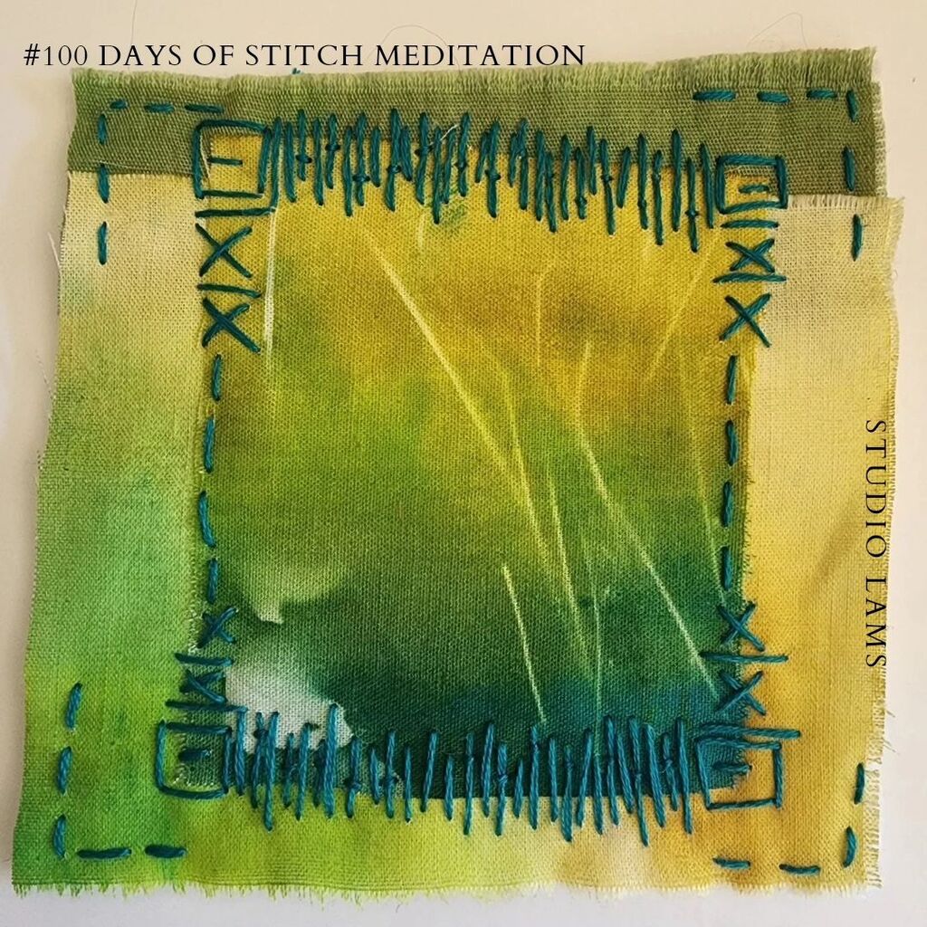 StudioLams's tweet photo. Spring has sprung and the garden is calling. But I'll do my best to keep this going! 
#100dayartproject #100daysofstitchmeditation #fabricart https://t.co/qK6el2sd7G https://t.co/WaLpallzSl