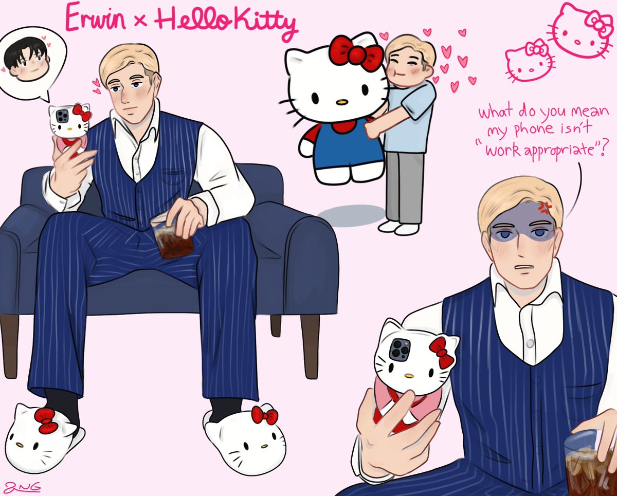 Modern Au Erwin loves Hello Kitty 
#erwinsmith #eruri #エルリ #에루리 #進撃の巨人