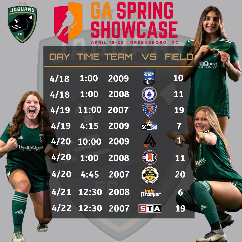 Exciting week of competition ahead for our Girls Academy program! Our 2007, 2008 & 2009 groups are traveling to Greensboro, North Carolina for the @GAcademyLeague Spring Showcase! Good luck and safe travels to all!