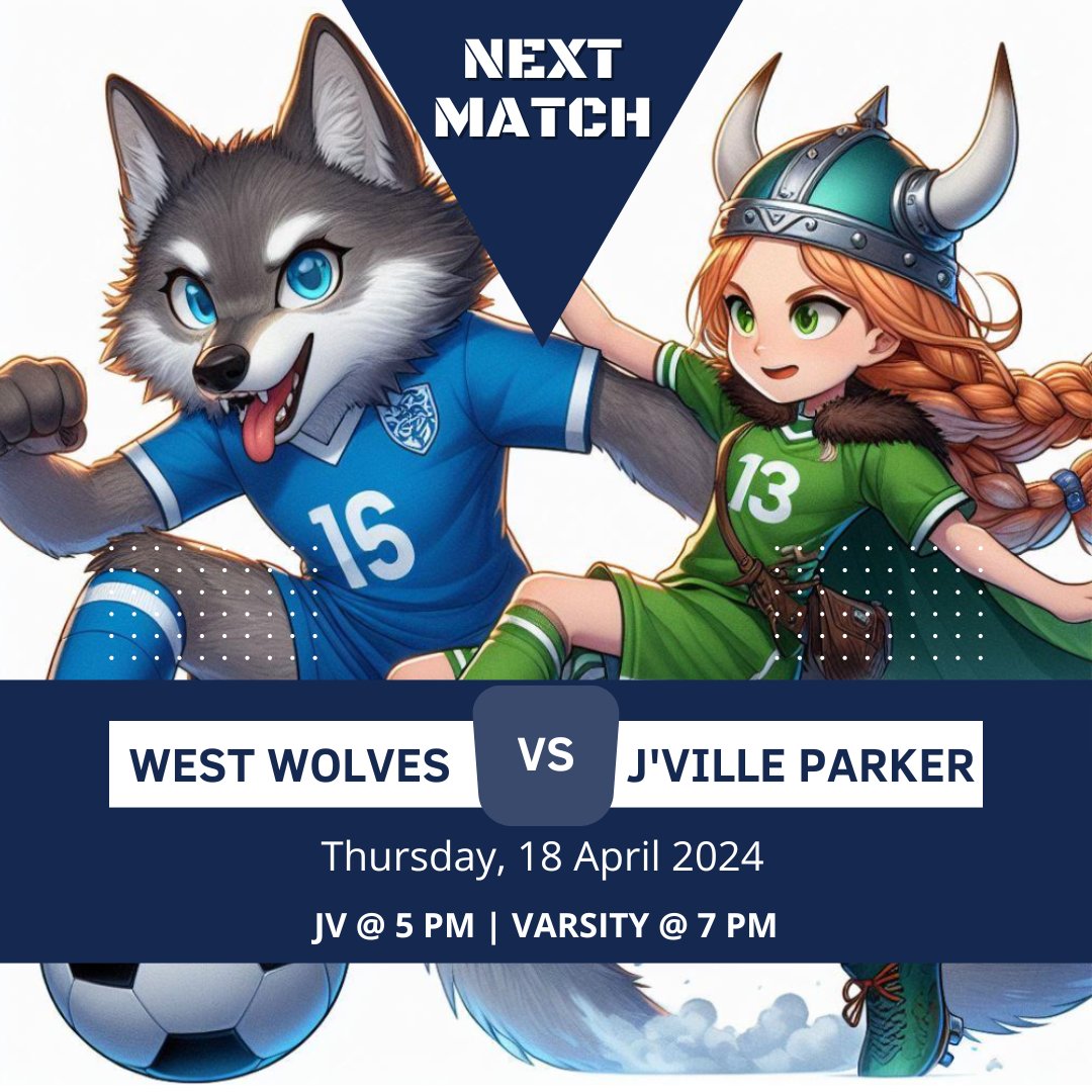Kicking off Big 8 conference play at home this Thursday!

SP West Wolves vs. Janesville Parker

18 April 2024
JV @ 5 PM
VARSITY @ 7 PM

Staff appreciation night! 

#ONEpackONEgoal 
🐺⚽