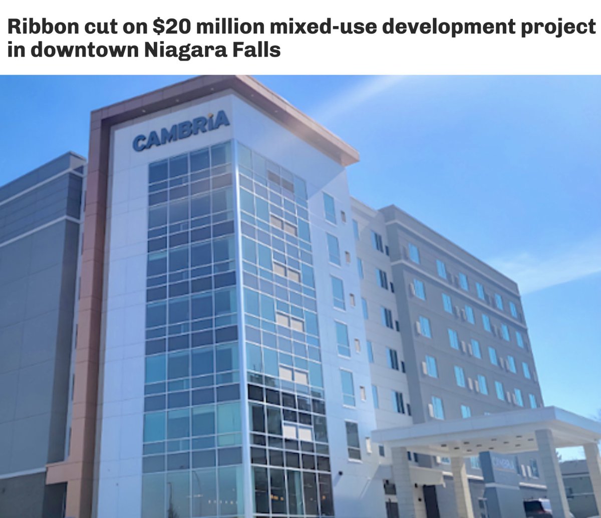 The Cambria Hotel will offer premier accommodations in the heart of Niagara Falls, attracting more visitors to our area and enhancing their stay while enjoying our local shops, restaurants, and many other businesses as well. #District62 Read more⬇️ wnypapers.com/news/article/c…