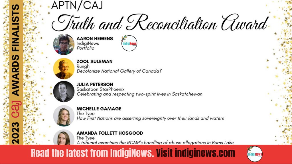 Congrats to our storyteller Aaron Hemens @aaron_hemens Finalists: @APTN Truth & Reconciliation award @caj