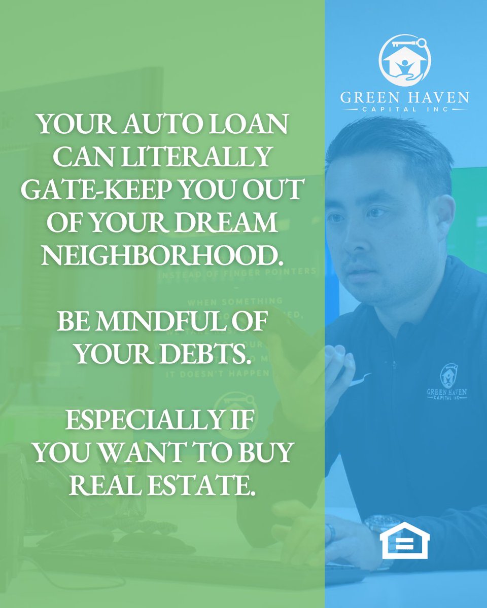 At Green Haven Capital, we understand the importance of financial planning for homeownership. Did you know your auto loan can impact your ability to secure a mortgage?

#GreenHavenCapital #FinancialLiteracy #DebtToIncomeRatio #HomeownershipGoals #RealEstateInvesting