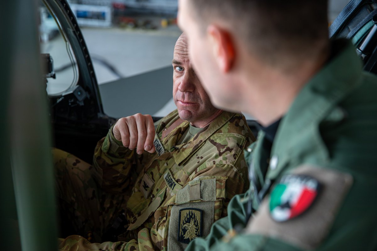 Last weekend in 🇵🇱 , 12th CAB Soldiers participating in #SaberStrike 24 traded knowledge & patches with aviators from the Italian Air Force's Task Force 4th Wing, White Eagle II, assigned to @NATO's enhanced air policing mission. #StrongerTogether #DEFENDEREurope