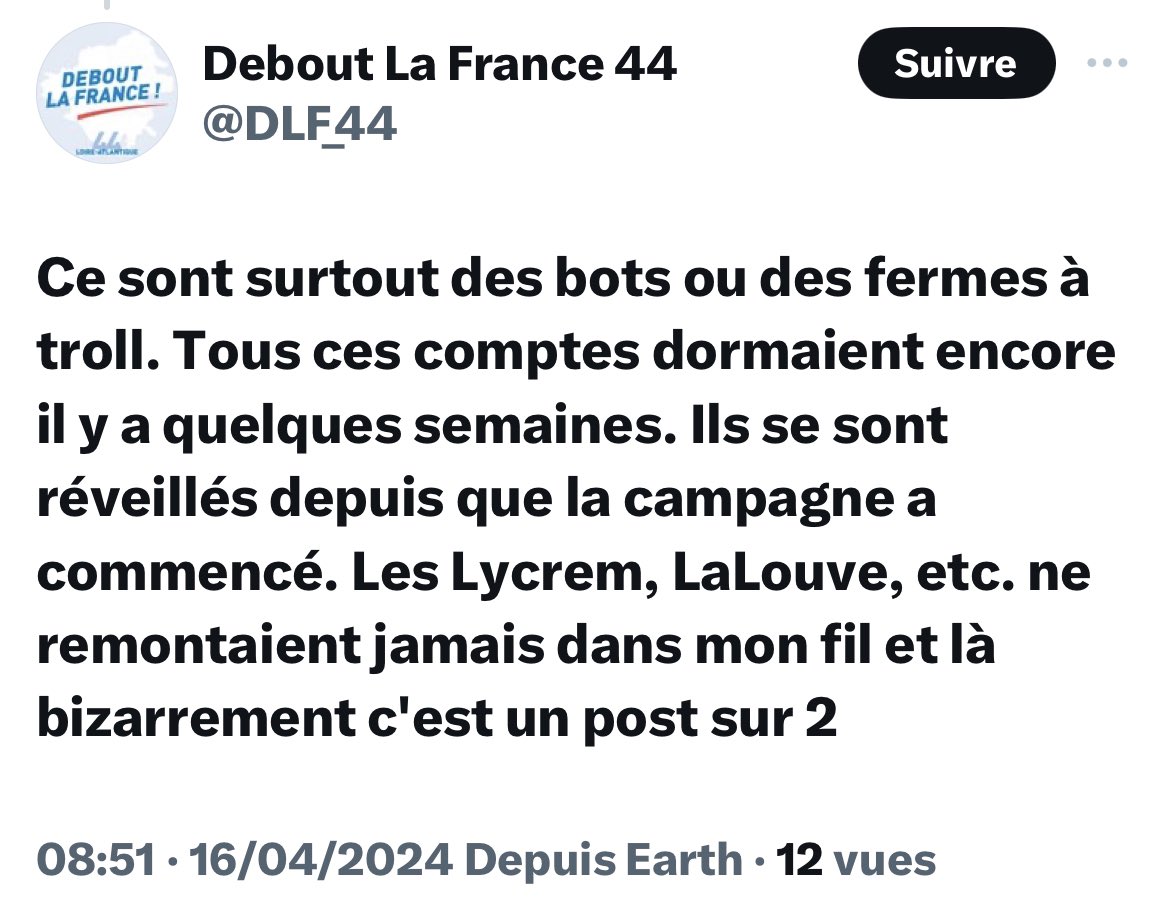 ➡️Bonjour twitter, visiblement j’énerve beaucoup l’extrême droite pro Russe, le parti de @dupontaignan « Couché devant la Russie », j’adore faire pleurer l’extrême droite. 

J’ai très envie de continuer à les emmerder. Cc @DLF_44 🥰😍