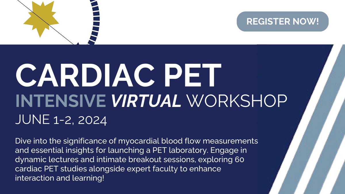 Don't miss the next #CardiacPET Intensive Virtual Workshop, June 1-2! 🔎Gain the latest insights on conducting, interpreting & reporting #ThinkPET myocardial perfusion & metabolic studies🩸, + 60 cases demonstrating it's clinical value. Register👉bit.ly/4aGKcKH #CVNuc