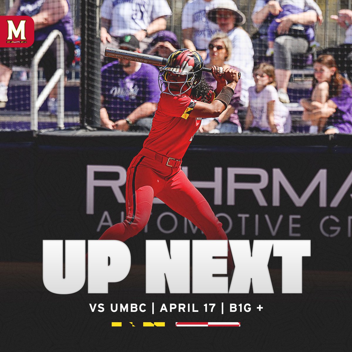 𝐔𝐩 𝐍𝐞𝐱𝐭 ‼️

Maryland is set to host UMBC on Wednesday at 6:00 p.m. for a midweek matchup. 

🔗: go.umd.edu/4aXl1n2

#FearTheTurtle