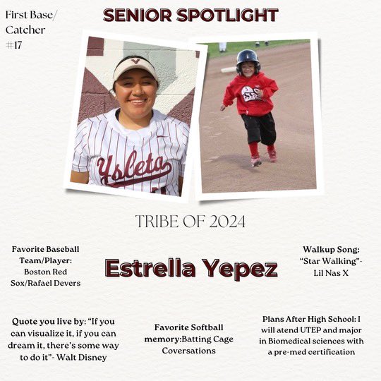 Senior night is this Friday!!! Our third senior spotlight is @Estrella_Yepez7 ❤️