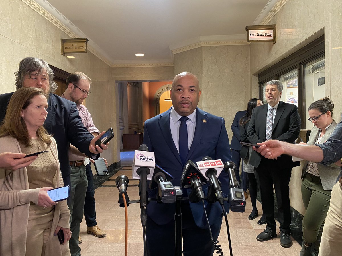 “The pencils weren’t fully down,” @CarlHeastie says of @GovKathyHochul’s announcement yesterday of a “conceptual” budget agreement.