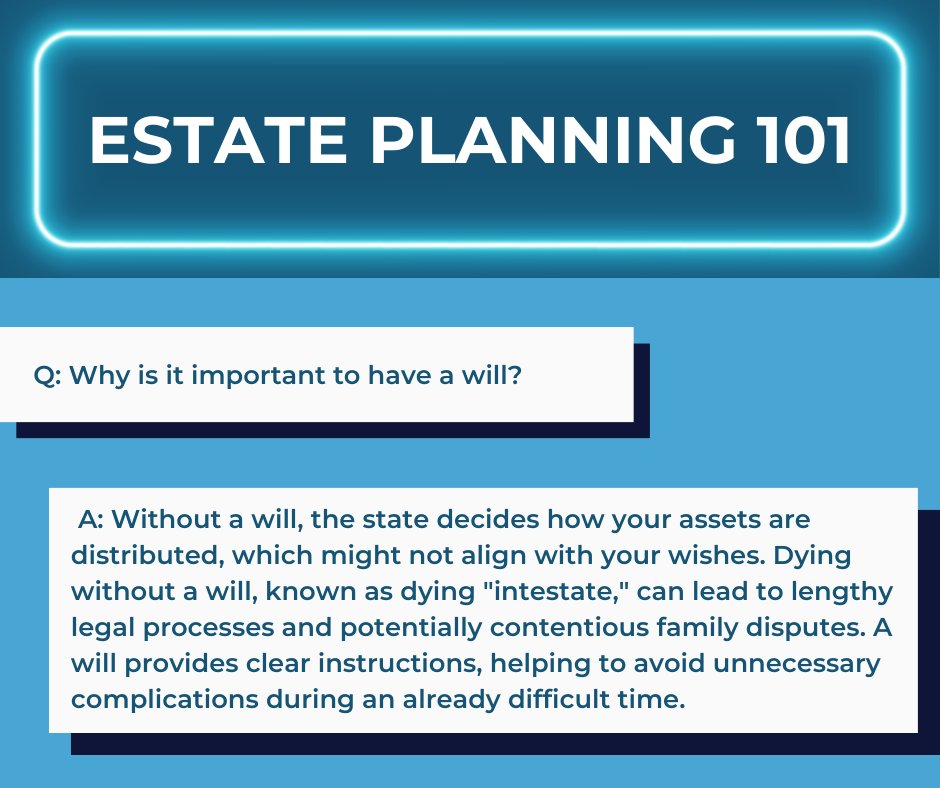 Having a will in place ensures that your wishes are respected and your loved ones are taken care of exactly as you intend. It's not just a document; it's peace of mind for you and those you care about most. #EstatePlanning #TrustsandEstatesTuesday #LegacyPlanning