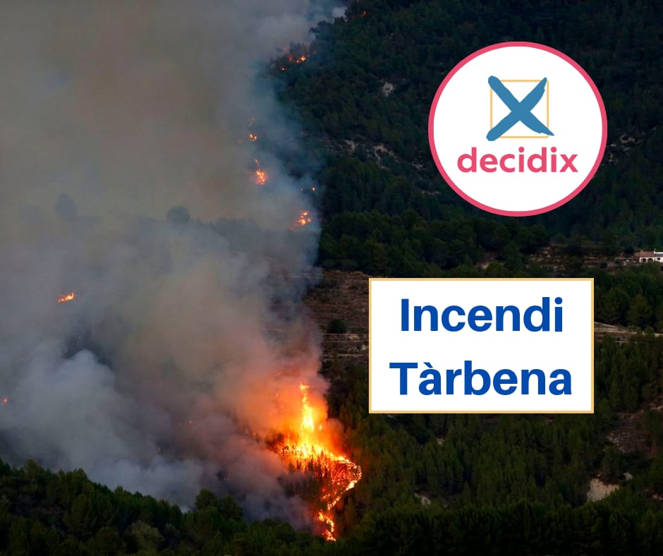 🔥🌳 Des de Decidix enviem ànims als afectats per l'incendi de Tàrbena.

➕ Volem recalcar que són necessaris més recursos humans i materials per als bombers forestals, ademés d'aumentar les prevencions per emergències.

🫵🏼 Decidix viure en seguritat.