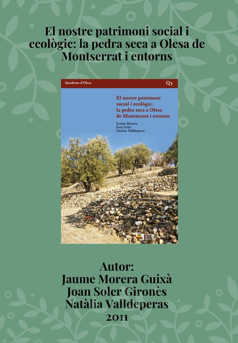 SANT JORDI 2024🌹
Aquest llibret de 20 pàg. permet fer un tast del paisatge i la pedra seca d'Olesa de Montserrat. Aquí documentem per primera vegada la tipologia 'barraca olesana' de pedra seca i relacionem la tècnica d'arquitectura popular amb la geologia. Només disp. digital