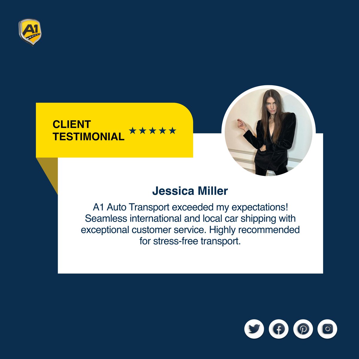 Seamless and professional - that’s how Jessica Miller describes her A1 Auto Transport experience.😍

Be like Jessica and choose the best in the business for your auto transport needs 🤝 

➡️ Read more from our happy customers: a1autotransport.com