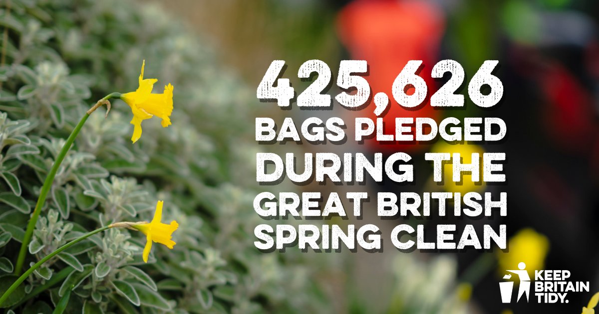 Thank you for supporting the #GBSpringClean! This year, individuals, community groups, businesses, local authorities and schools joined forces to protect the environment from litter by pledging to pick 425,626 bags nationally. Learn more: keepbritaintidy.org/news/national-…
