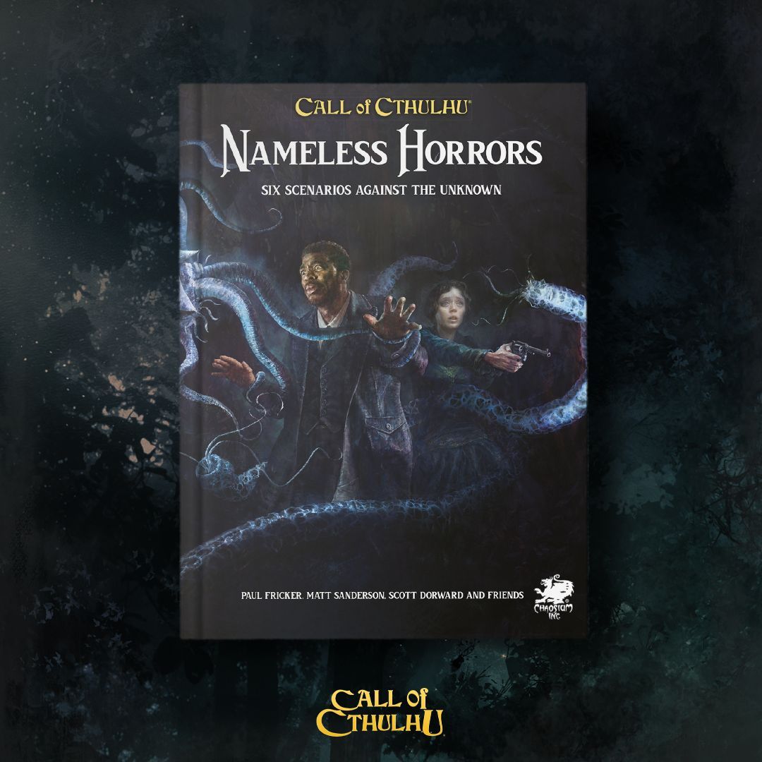 Call of Cthulhu: Nameless Horrors contains 6 scenarios, each taking place in a different setting and time period—perfect for one-shot games, and for kicking off a new and unique campaign. buff.ly/3Zzl6Yv
