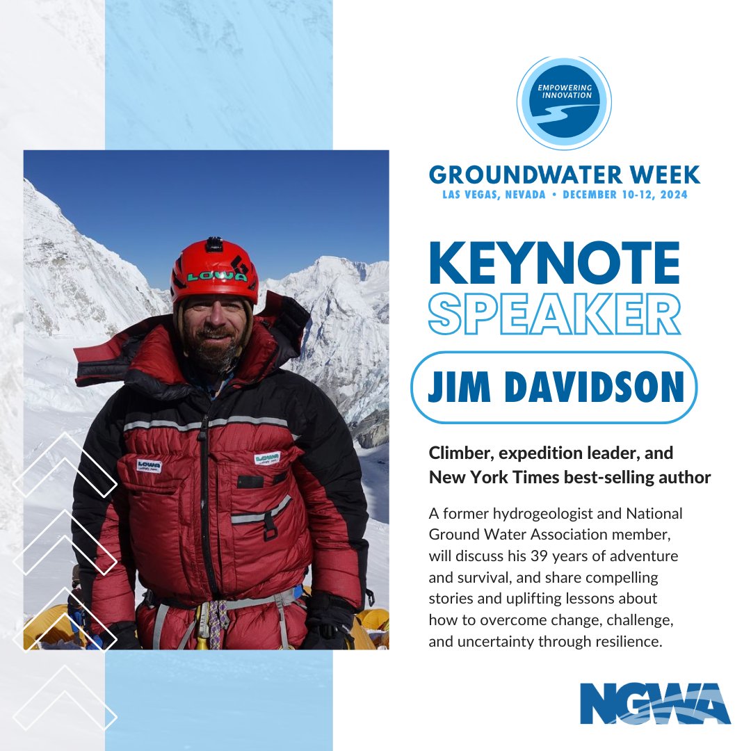 Groundwater Week 2024 will feature climber, expedition leader, and New York Times best-selling author Jim Davidson! Learn more about Jim Davidson and Groundwater Week 2024 at groundwaterweek.com