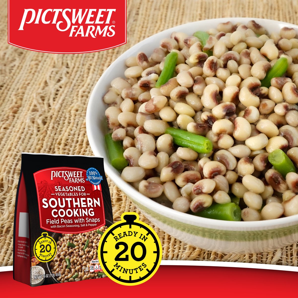 Bring the taste of the south to your dinner table with Pictsweet Farms’ Seasoned Field Peas with Snaps. It’s the perfect side dish for chicken or sausage! @yourcommissary . . #PictsweetFarms #SouthernCooking #FarmToTable #TasteOfTheSouth #SouthernCuisine #HomeCooking