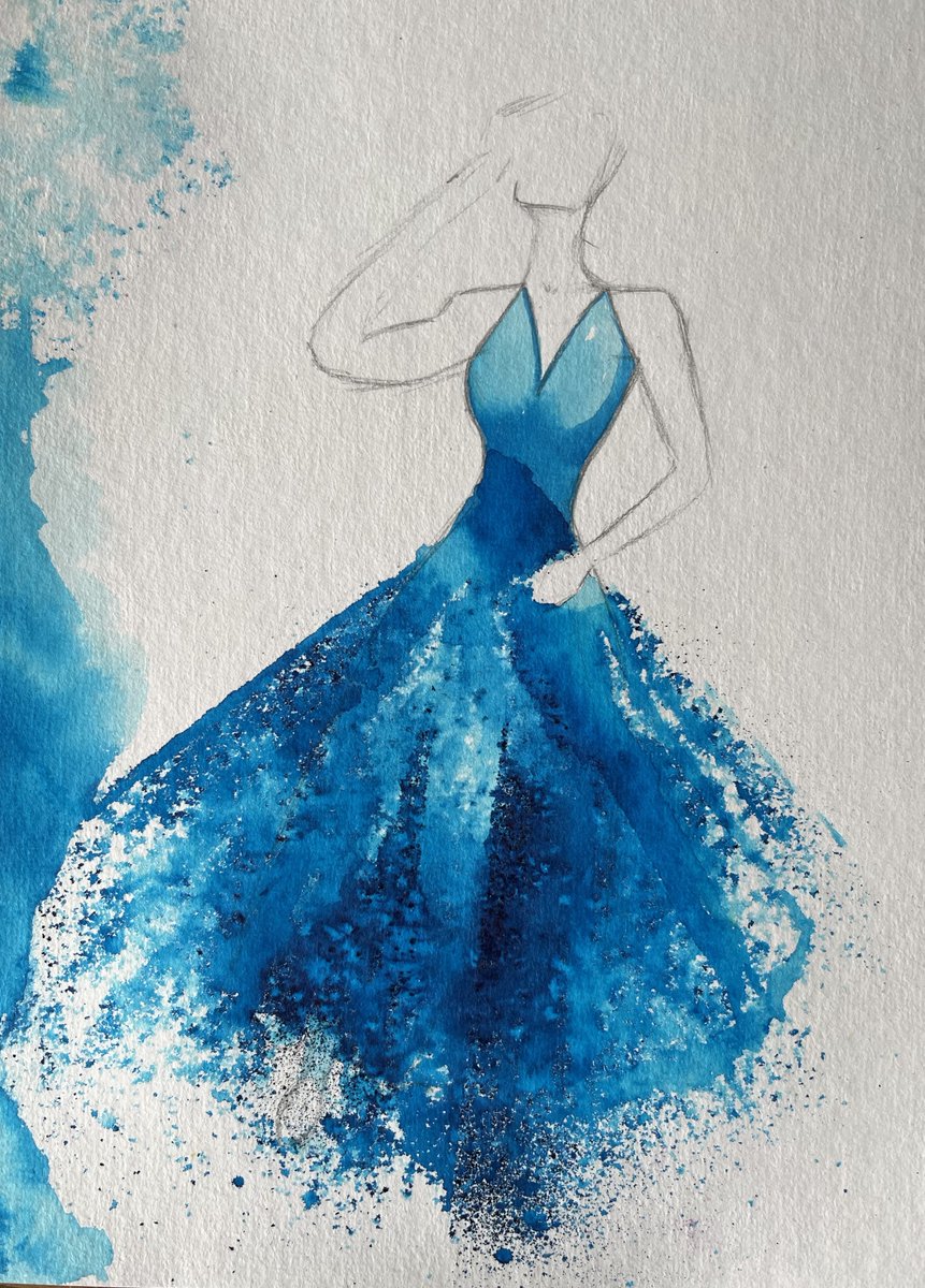 👗Evening gown, in pencil and brusho. I found brusho tricky to control but like the finish.

#art #fashion #creative #Enjoylife