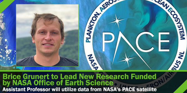 From the Office of Research: Assistant Professor Brice Grunert of Environmental Science will utilize data from NASA’s Plankton, Aerosol, Cloud, and ocean Ecosystem (PACE) satellite. To read more, visit ow.ly/zFv650Rh3qV