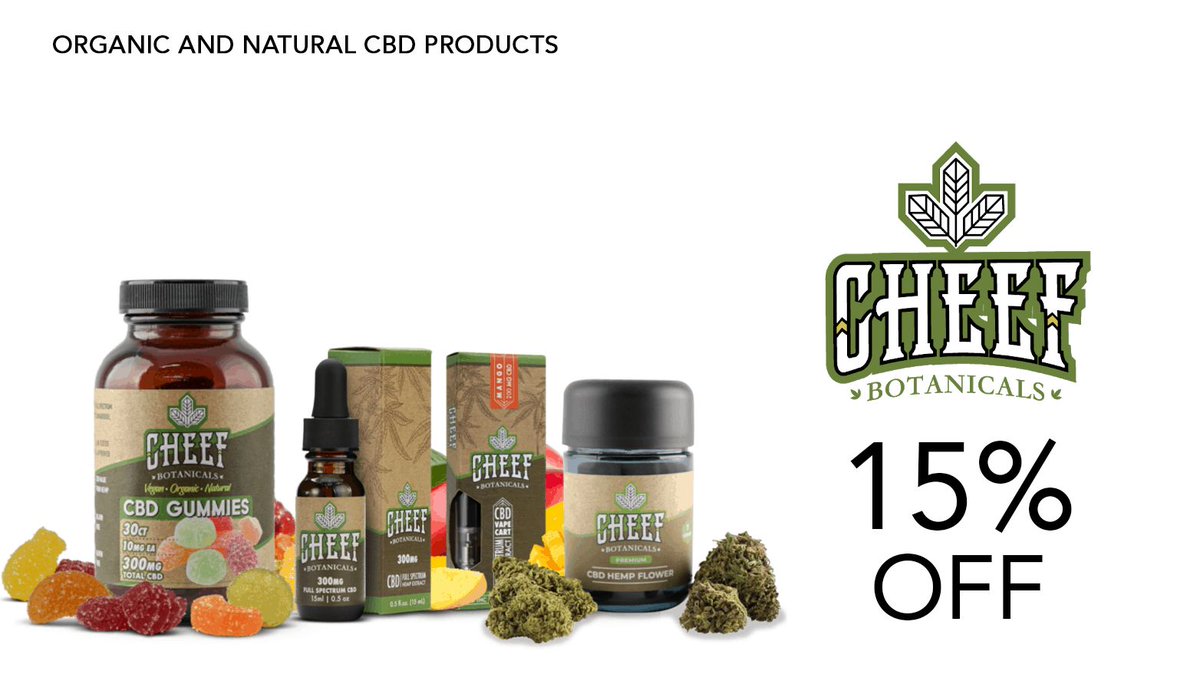 🌟 Ready for some natural relief? 🌿💨 Get 15% OFF site-wide at Cheef Botanicals with code SAVEON15! 🔥 All natural. Organically grown. Shop now: buff.ly/3xBK54D #CBD #organic #discount