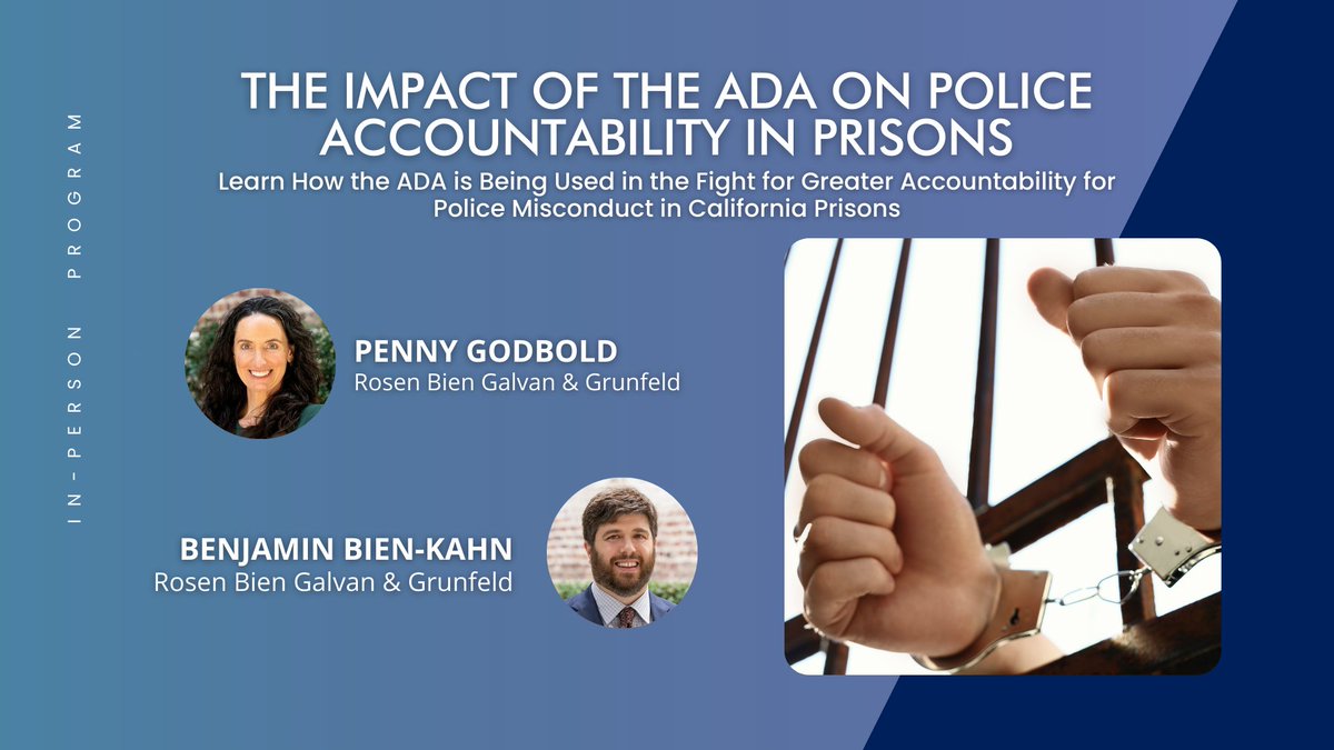 Just a couple of days left until our discussion, "The Impact of the ADA on Police Accountability in Prisons" where we'll dive into crucial topics surrounding disability rights and prison reform. bit.ly/4aUnM8l