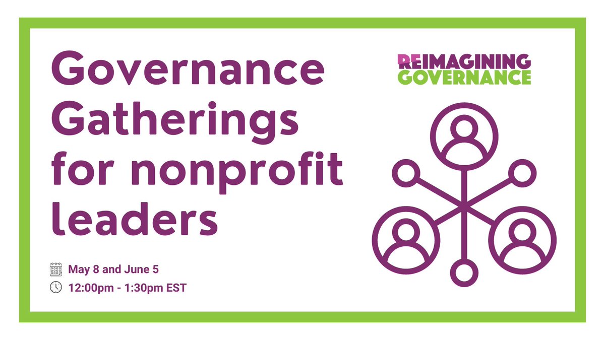 📣 Calling all nonprofit leaders: Join us for Governance Gatherings. Explore innovative solutions to governance challenges with peers. Sign up now for May 8 or June 5 sessions, 12-1:30pm EST. Let's reimagine governance together! #nonprofit #leadership
docs.google.com/forms/d/e/1FAI…