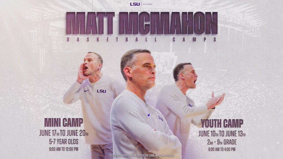 We’ve Got Your Summer Plans ⤵️ Register today for Matt McMahon Basketball Camps! 🔗 lsul.su/3VzbsGr | #BootUp