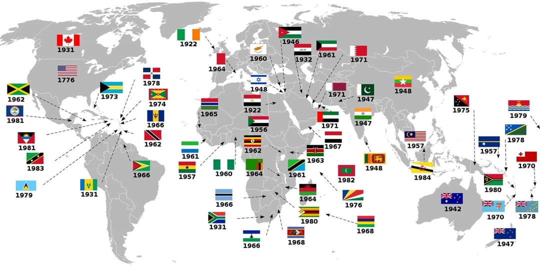 Independence from Britain is celebrated somewhere in the world roughly every six days. Here's a map of every country that has gained independence from the UK.