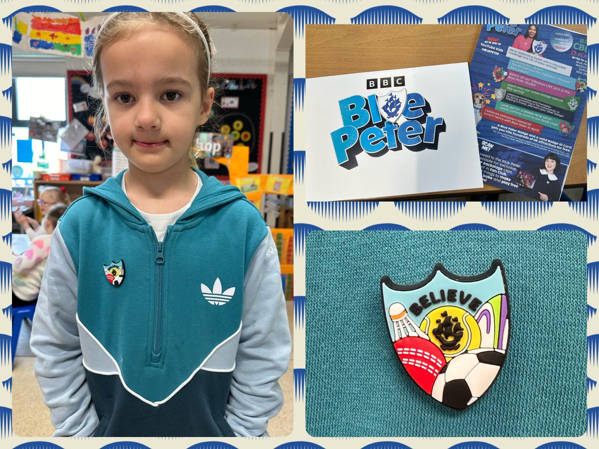 Congratulations to Maddie for gaining a Blue Peter sports badge for her sporting efforts in her football team. Maddie wore it with pride today! Well done! #BluePeter #Proud