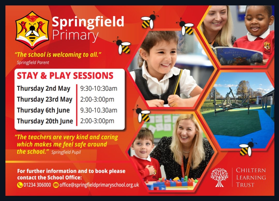 We're thrilled to welcome our new reception pupils for September 2024! 🐝 If you missed out on your school of choice, we'd love to welcome you for a visit. See below for information on our Stay & Play sessions or contact us to come and look around! ⬇️🐝🌟