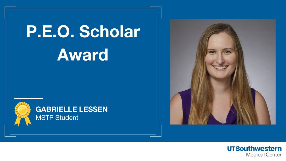 UT Southwestern Education (@utswedu) on Twitter photo One of 100 women selected out of 827 nominees, Gabby Lessen, a <a href="/UTSWmstp/">UT Southwestern MSTP</a> student, was named a P.E.O. Scholar Award recipient. Awardees are chosen for their high level of academic achievement and their potential to have a positive impact on society. More: bit.ly/3TZfd5q One of 100 women selected out of 827 nominees, Gabby Lessen, a <a href="/UTSWmstp/">UT Southwestern MSTP</a> student, was named a P.E.O. Scholar Award recipient. Awardees are chosen for their high level of academic achievement and their potential to have a positive impact on society. More: bit.ly/3TZfd5q