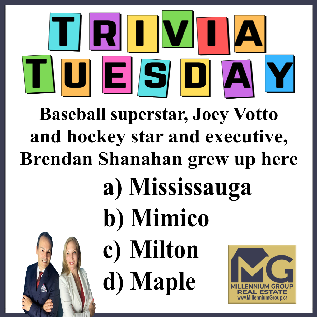 This area is also home to a championship lacrosse team that in existence since 1890! 🥍

#NeighbourhoodTrivia #OntarioTrivia #SportsTrivia #TriviaTuesday #TuesdayTrivia #KendraCutroneBroker #TonyCutroneRealtor #MillenniumGroupRealEstate #FREEHomeEvaluation #FREEHomeStaging