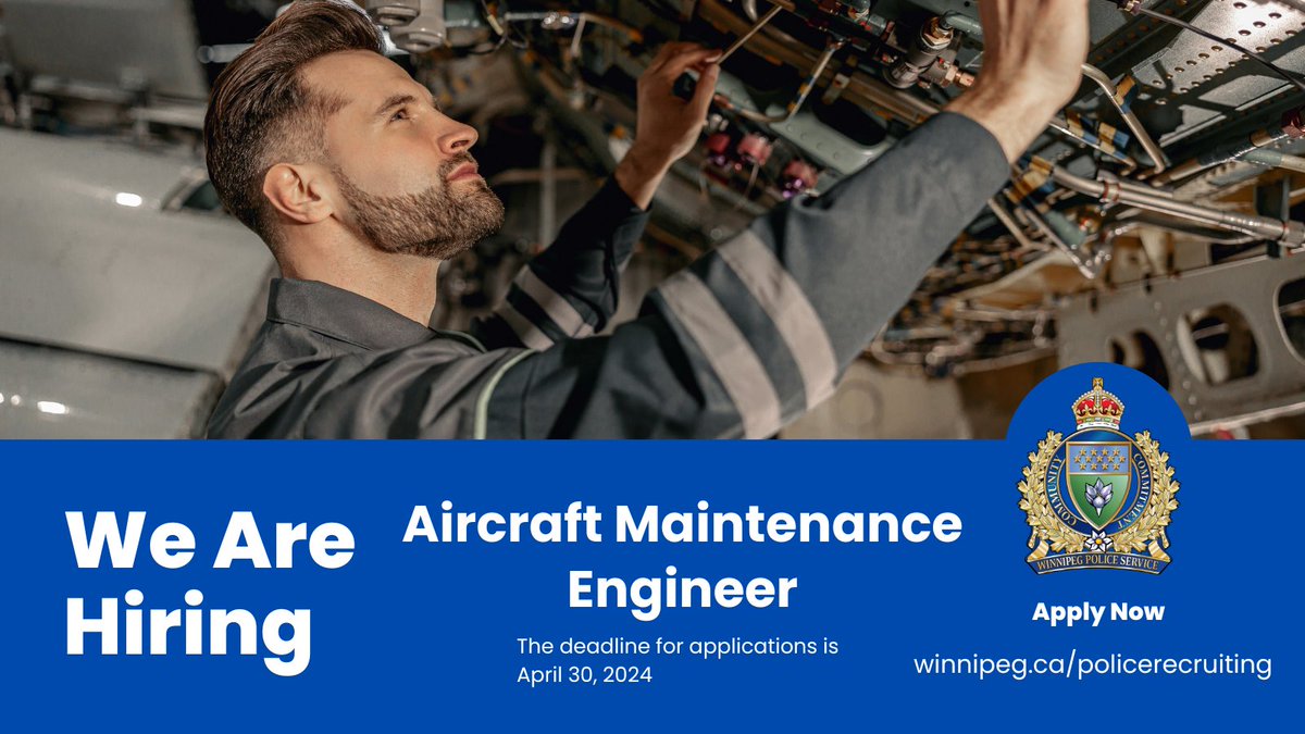 We're hiring for the position of Aircraft Maintenance Engineer. The deadline for applications is April 30, 2024. careers.winnipeg.ca/psp/cgext/EMPL…