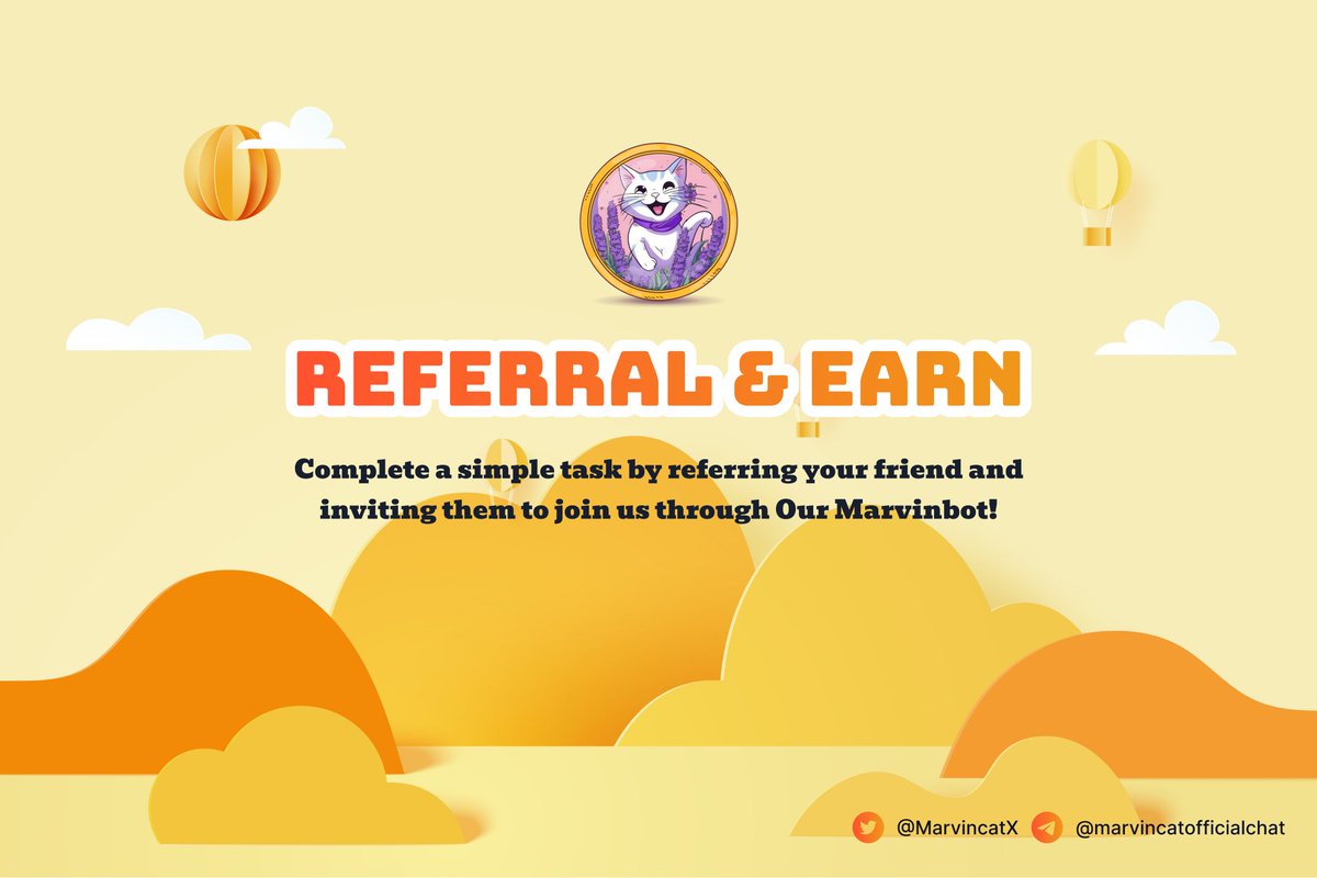 🤹 Enter Airdrop Phase 2 - Ignite the Referral Frenzy! 

🔥 Don't miss out! Kickstart your referral journey to start racking up those points via

➡️ t.me/marvincat_bot

👂 Spread the word, stack up points, and secure your spot among the referral champions!

🖥  Rule:

📱