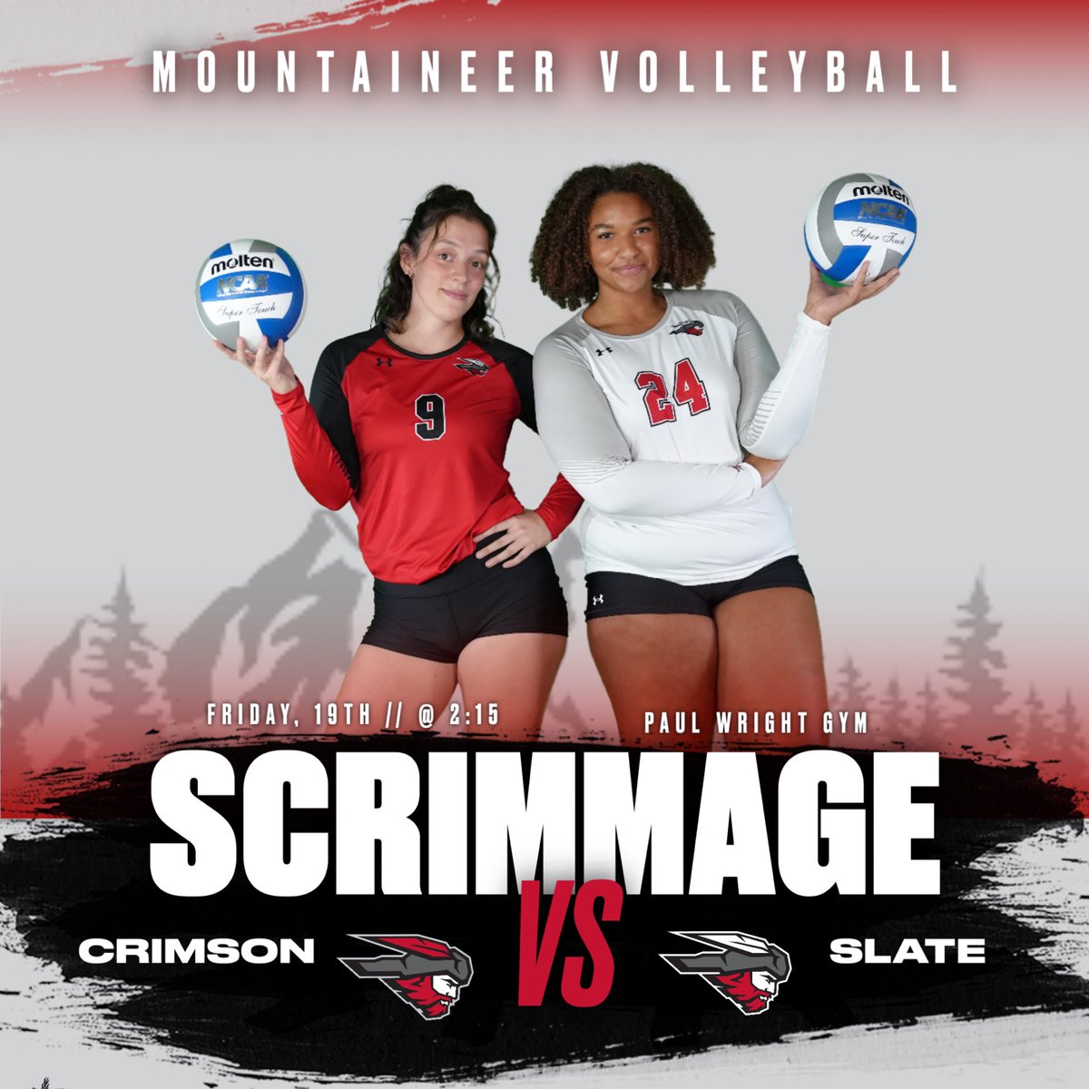 ‼️ CRIMSON vs SLATE ‼️

Last spring season scrimmage, come out and support Friday the 19th @ 2:15!

🔴WHO YOU GOT??⚪️
#mountaineervb #elevated #makeitcount #7723ft