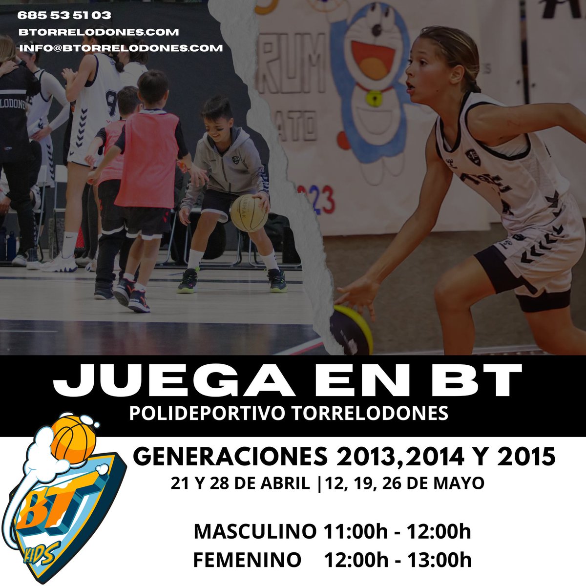 ¿𝐐𝐔𝐈𝐄𝐑𝐄𝐒 𝐉𝐔𝐆𝐀𝐑 𝐄𝐍 𝐁𝐓? ✨⚔️🏀

Abrimos la captación para niños/as nacidos/as entre 2013 y 2015. Anímate y ven a los éntrenos que hacemos para formar parte de nuestro club. 

𝐀𝐍𝐈́𝐌𝐀𝐓𝐄, 𝐓𝐄 𝐄𝐒𝐏𝐄𝐑𝐀𝐌𝐎𝐒 ❤️🚀

btorrelodones.com/es/news/quiere…

#CarácterTorre